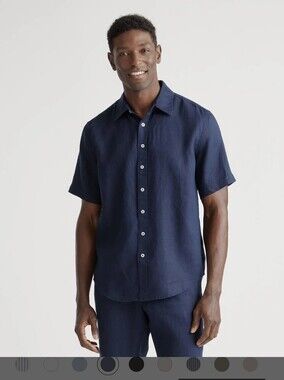 Quince Men's European 100% Linen Short-Sleeve Shirt Large